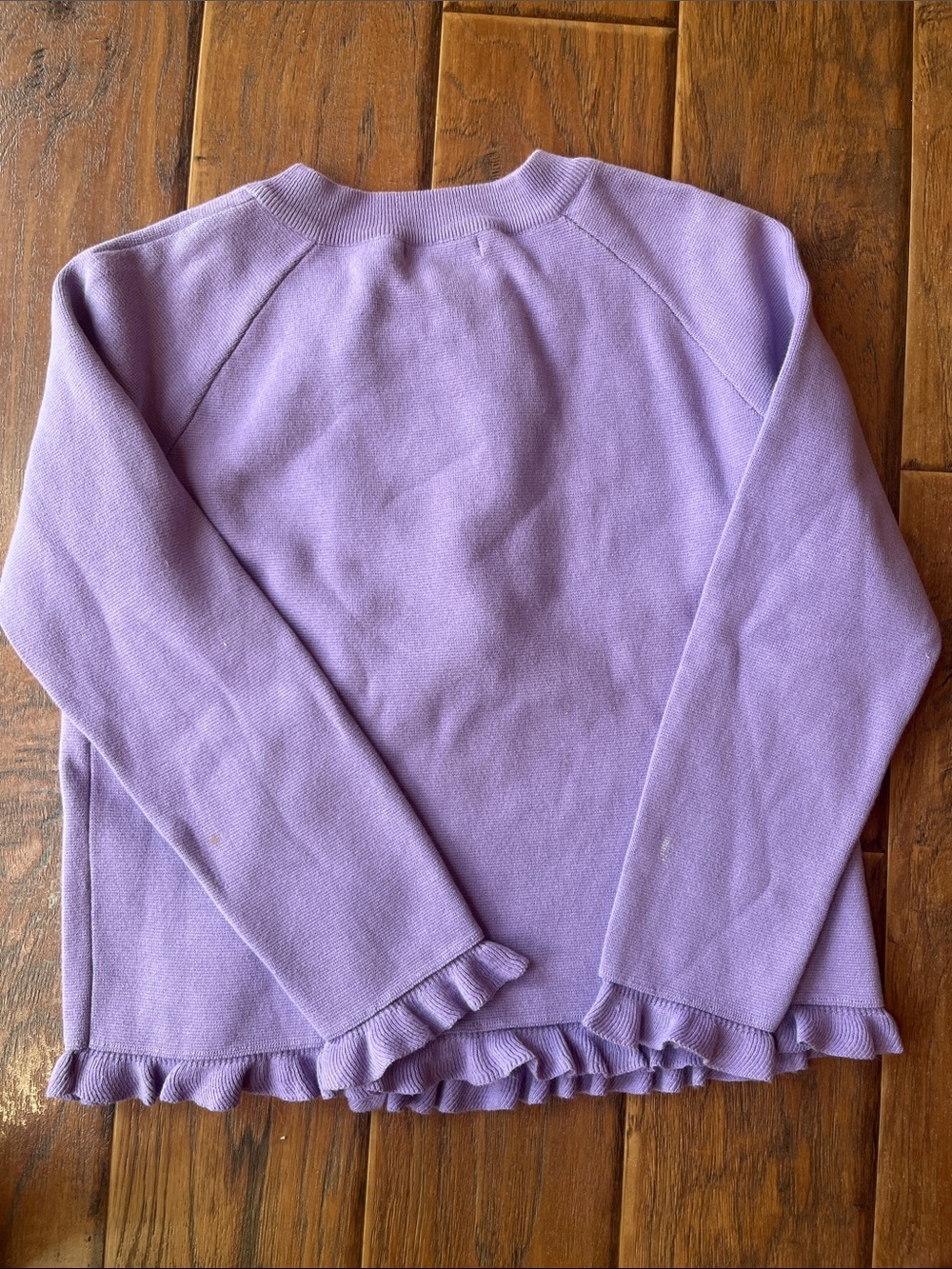 Kenar Lavender Ruffle Button-Front Sweater - Picture 6 of 7